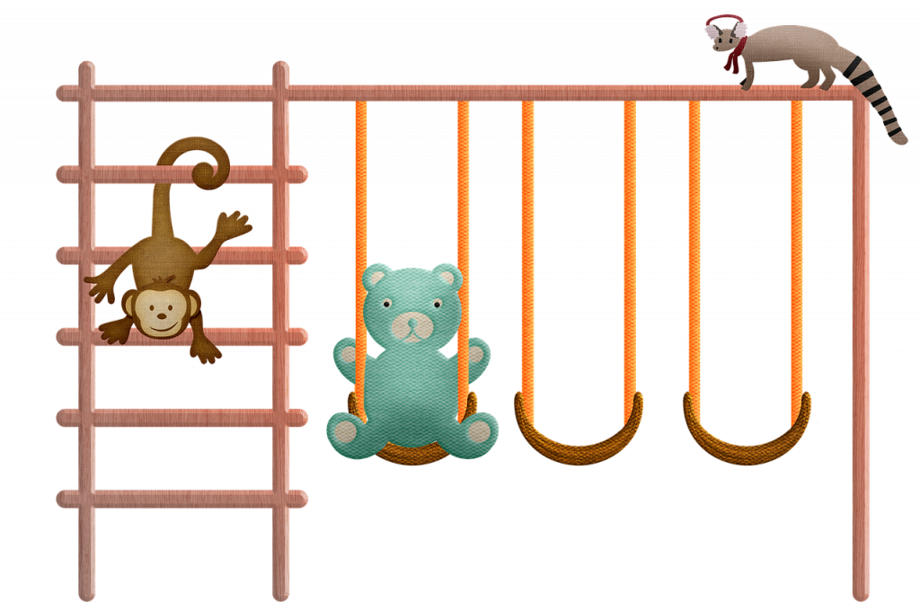 swings, bear, monkey