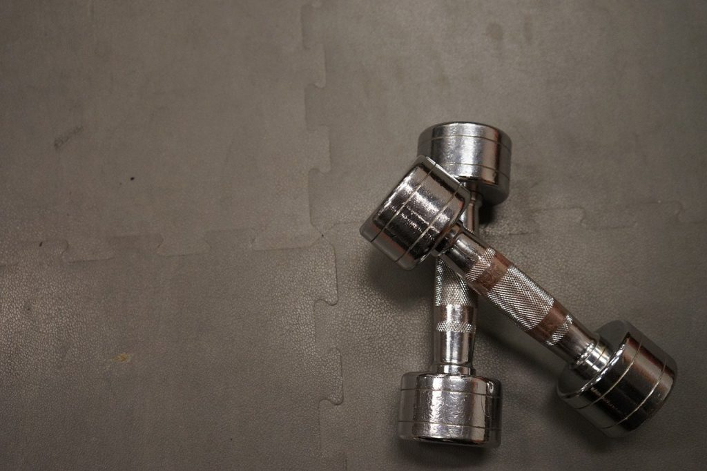 dumbbells, exercise, silver